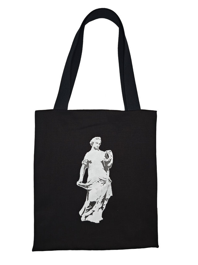 TOTE BAG  DENIM NOIR FLORE