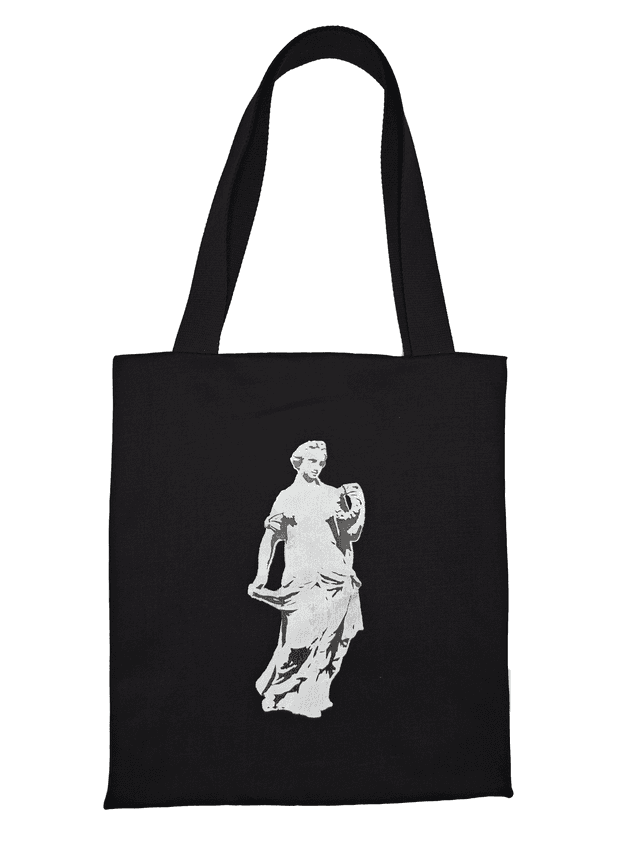TOTE BAG  DENIM NOIR FLORE